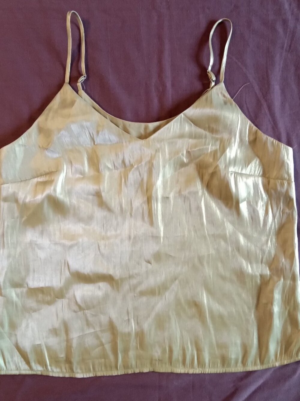 Women's A New Day strapped top, metallic yello mustard, lined, size large